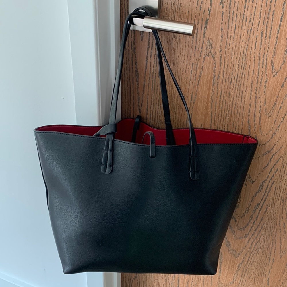 Zara reversible tote bag, black and red